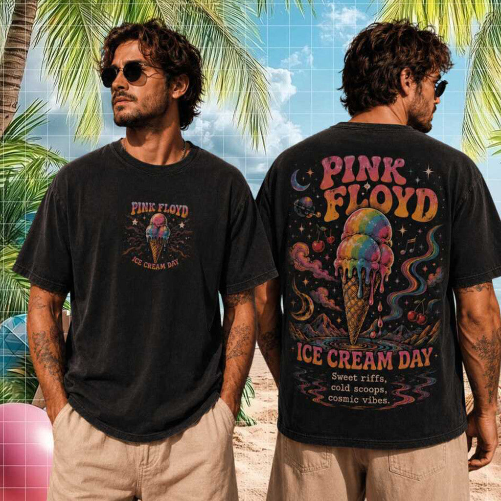 Pink Floyd Ice Cream Day Cosmic Vibes Vintage Rock Band Shirt Pink Floyd Merch Gifts For BFF