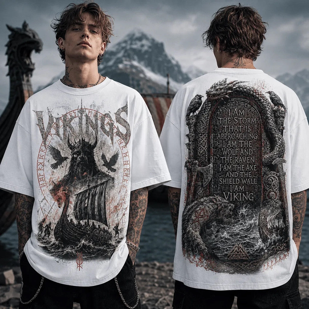 Viking Warrior Raven Wolf White T-Shirt Birthday Presents For Boyfriend