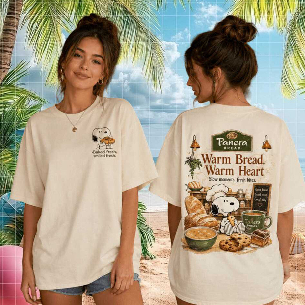 Panera Bread Snoopy Warm Bread Warm Heart Vintage Retro Shirt Bakery Coffee Lovers Gifts