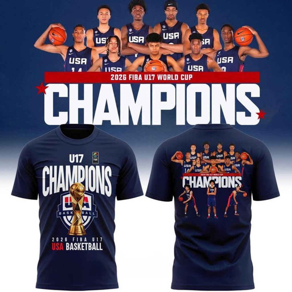 USA Basketball U17 2026 World Champions Trophy Graphic Shirt Gifts For Basketball Fan