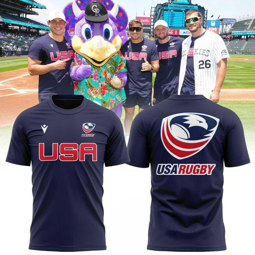 USA Rugby Navy Blue Back Eagle Logo Shirt American Rugby Team Merch Gifts For Fans