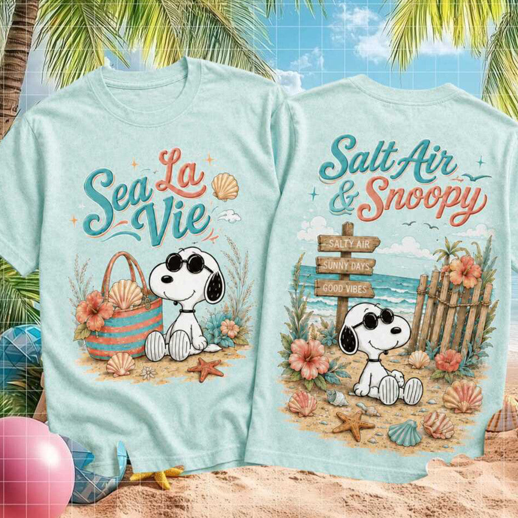 Snoopy Sea La Vie Salt Air Beach Vacation Shirt Funny Snoopy T-Shirt Summer Gifts
