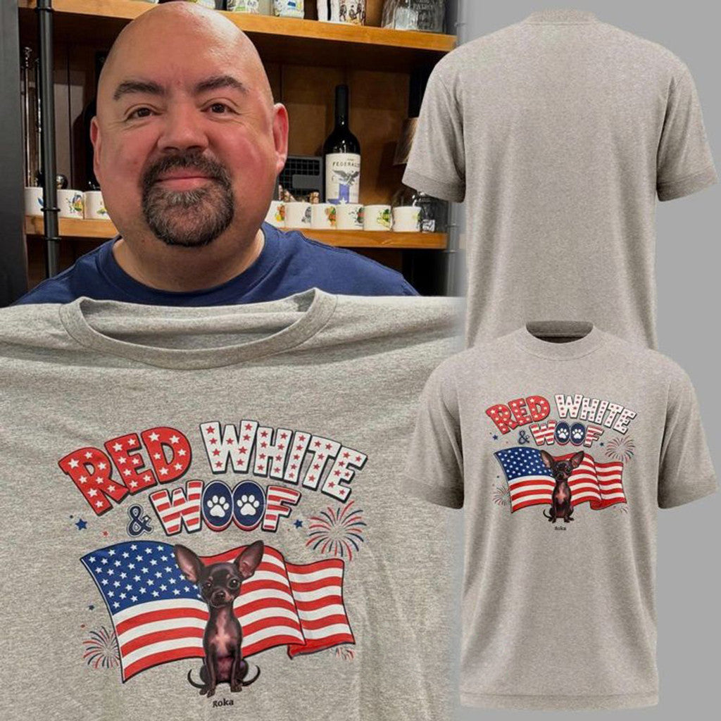 America Red White And Woof 2026 4th Of July T-Shirt Patriotic Gifts For Dog Lovers