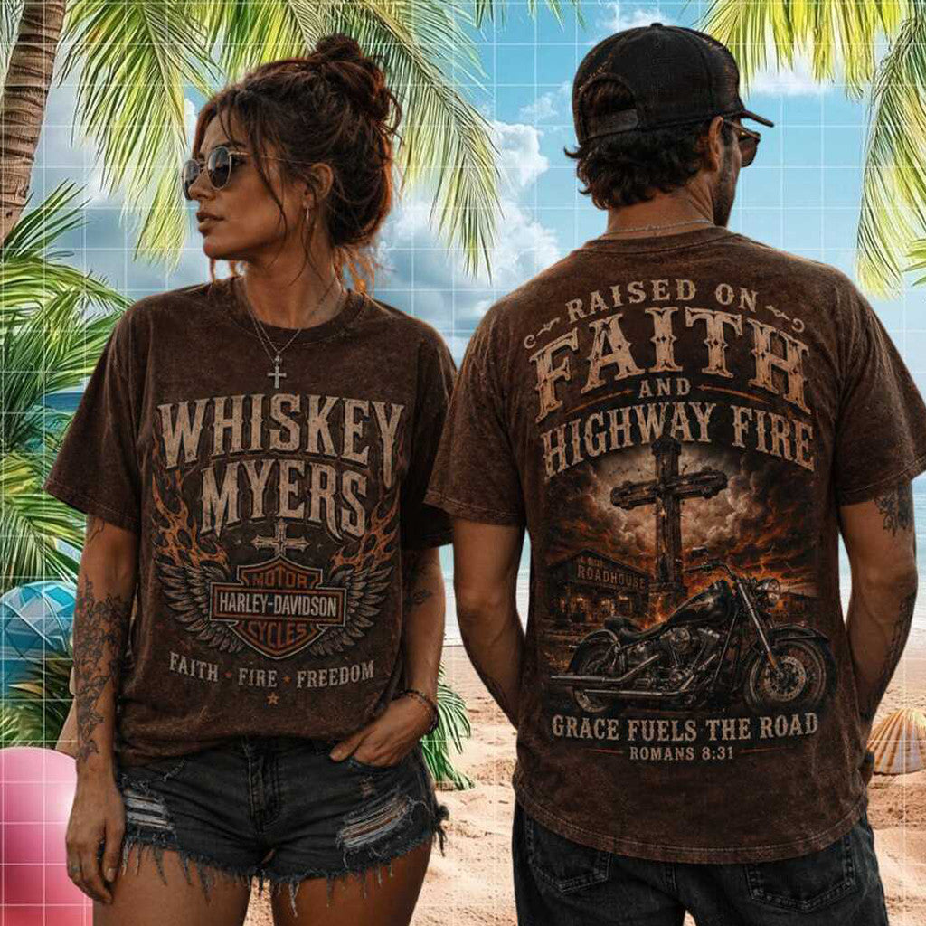 Whiskey Myers HD Raised On Faith And Highway Fire Shirt Whiskey Myers Merch Gifts For Fans