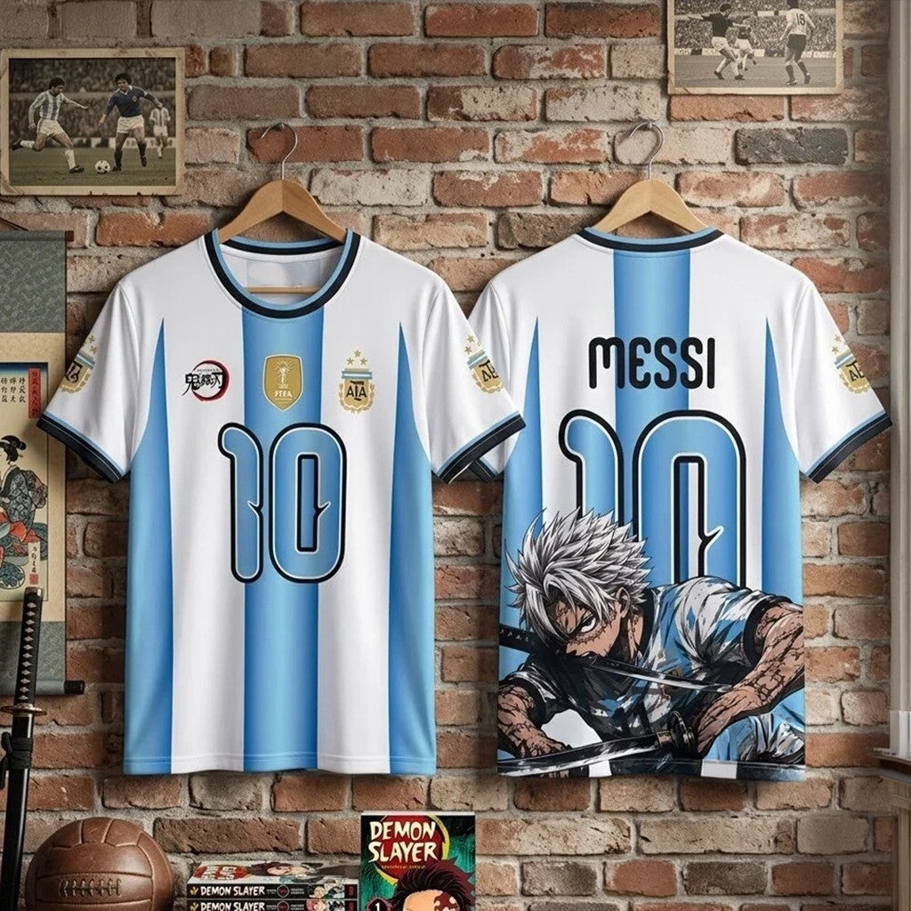 Lionel Messi Argentina X Sanemi Demon Slayer Football Jersey Messi World Cup 2026 Merch Gifts