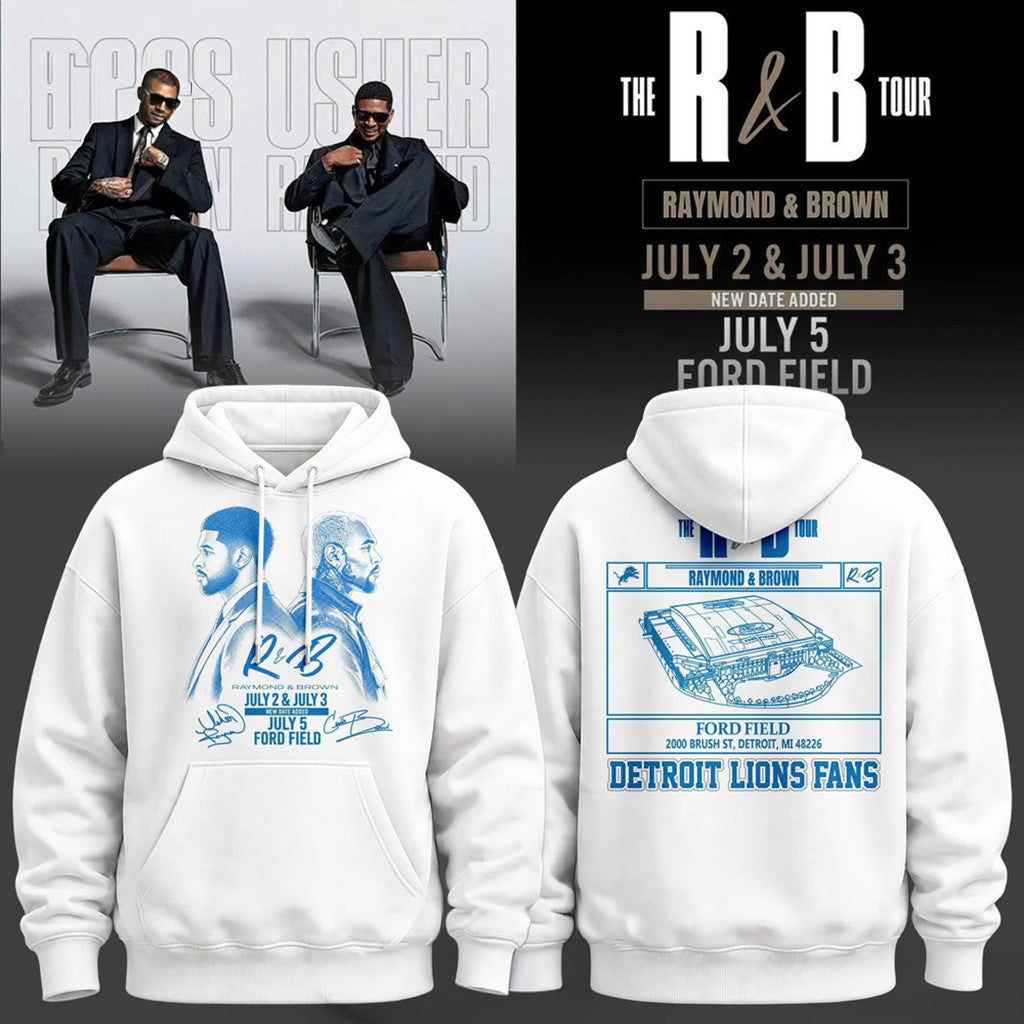 Chris Brown Usher Detroit Lions R&B Tour 2026 Hoodie Chris Brown Usher Merch Signed Fan Gifts