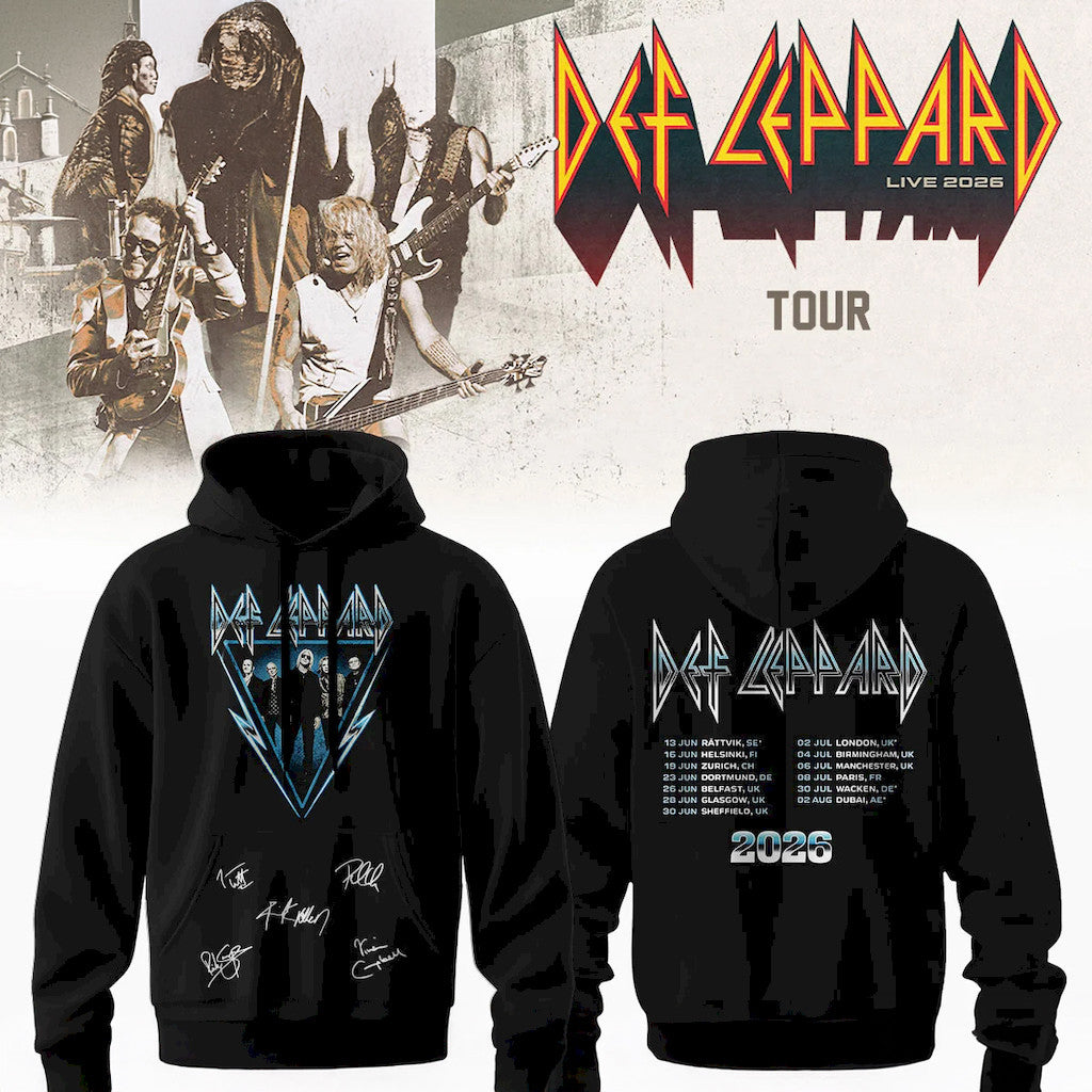 Def Leppard Tour 2026 Hoodie Def Leppard Merch Signature Gift Ideas For Rock Music Lovers