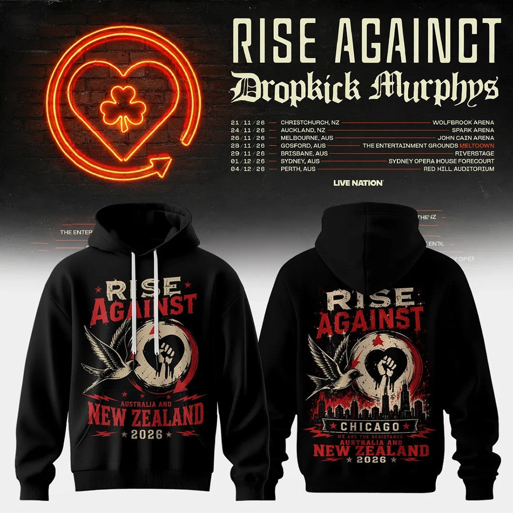 Rise Against X Dropkick Murphys 2026 Tour Black Hoodie Fan Merch Great Gifts For Dad