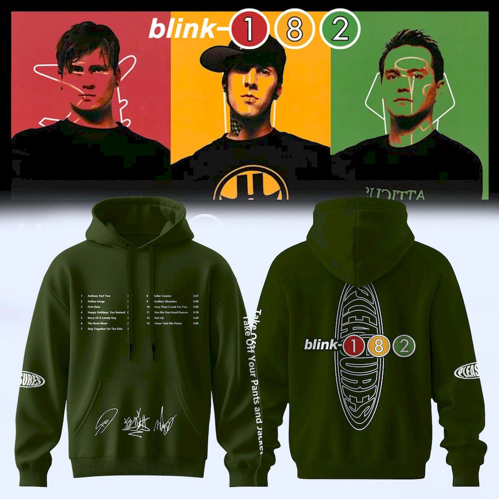 Blink 182 Take Off Your Pants And Jacket 25Th Anniversary Hoodie Signed Blink 182 Merch Gifts