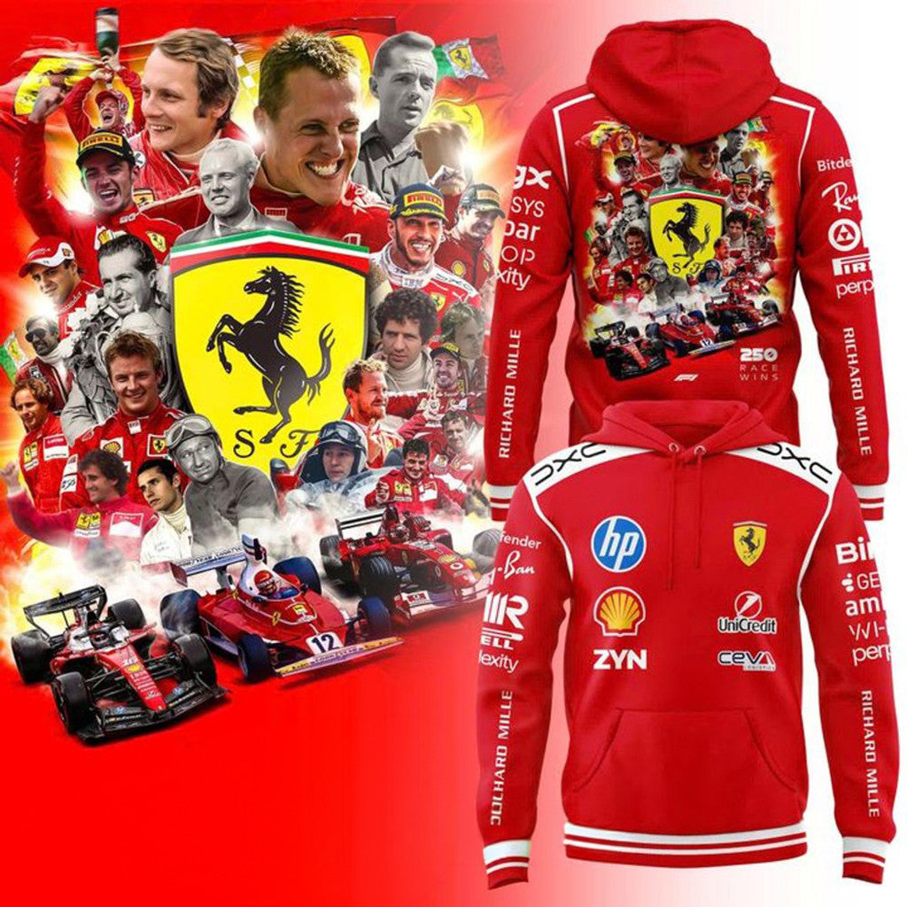 Scuderia Ferrari 250 Race Wins F1 Racing Red Hoodie Special Birthday Gifts For Dad