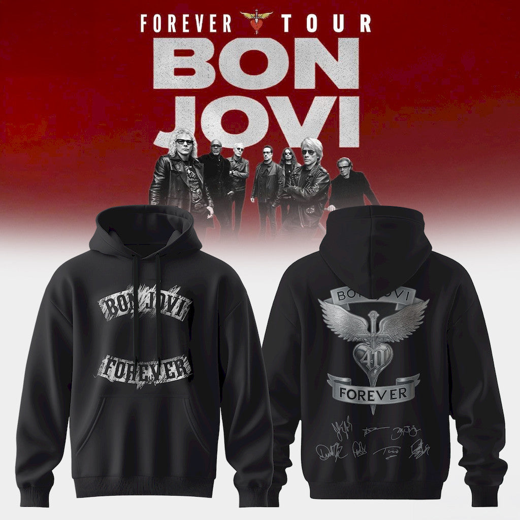 Bon Jovi Forever Tour 2026 Hoodie Bon Jovi Merch Signed Presents For Rock Music Lovers