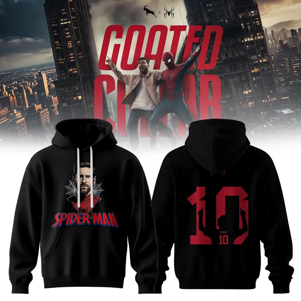 Messi X Spider-Man 2026 Black Hoodie #10 Lionel Messi Merch Birthday Ideas For Husband