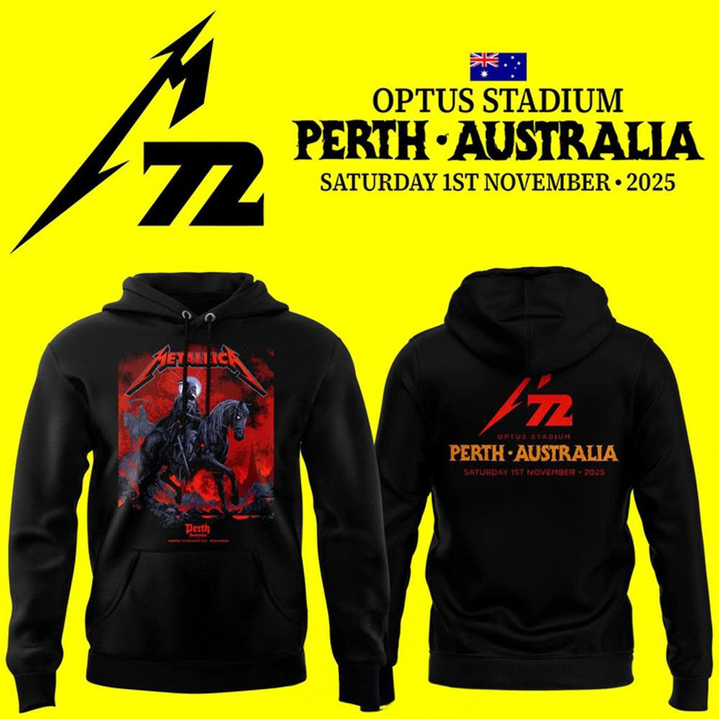 Metallica M72 Perth Black Hoodie Metallica World Tour Merch 2026 Best Gift For Music Lovers