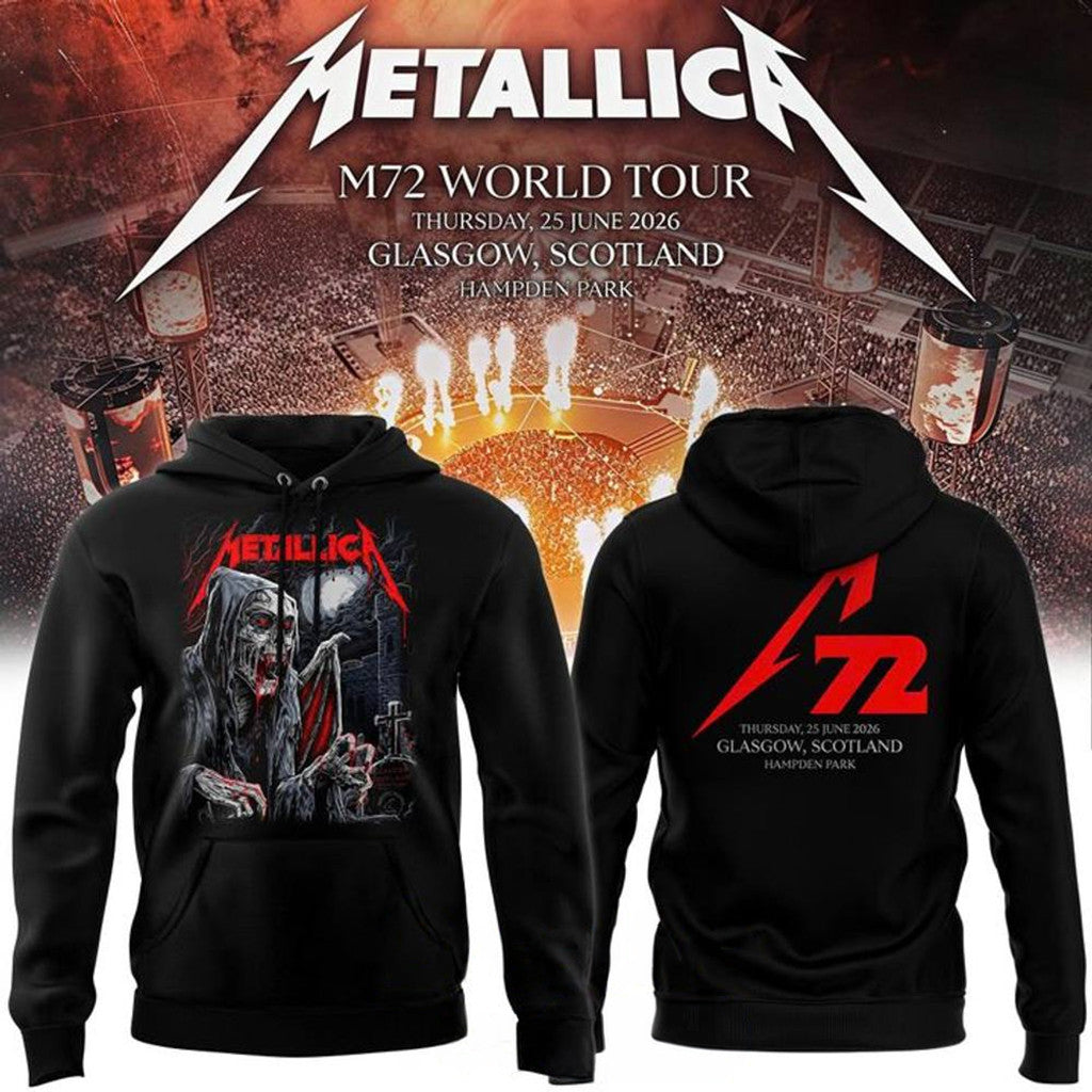 Metallica M72 World Tour Glasgow Hoodie Metallica Merch 2026 Best Gifts For Music Lovers