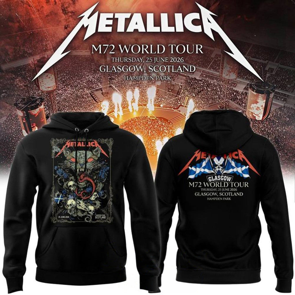 Metallica M72 World Tour Glasgow Special Black Hoodie Metallica Merch 2026 Gift For Fans