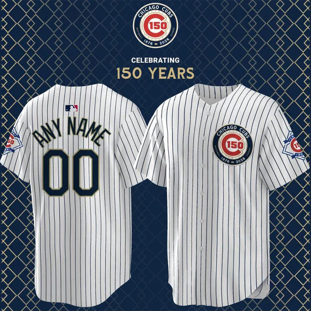Custom Chicago Cubs 150th Anniversary Baseball Jersey Chicago Cubs Merch Baseball Fan Gifts