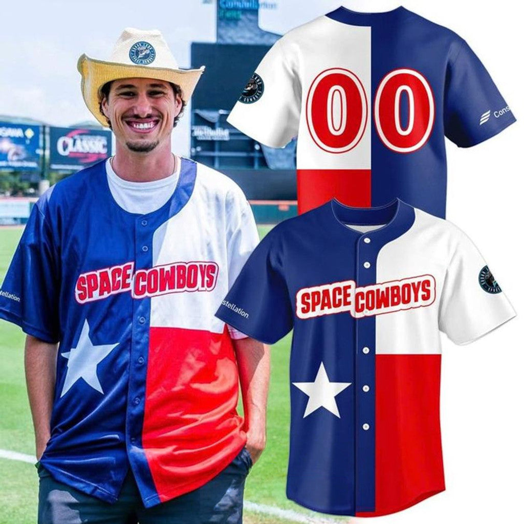 Custom Sugar Land Space Cowboys 2026 Texas Flag Baseball Jersey Cowboys Merch Fan Gear