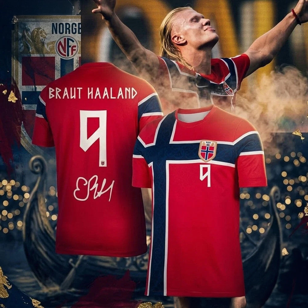 #9 Erling Braut Haaland Jersey Shirt Norway World Cup 2026 Merch Home Jersey Signed