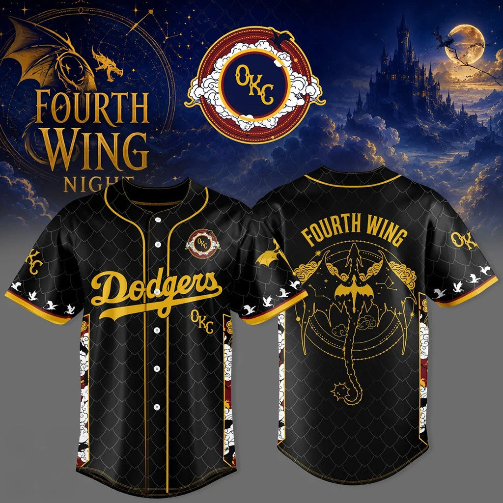 Oklahoma City Dodgers Fourth Wing Night Black Gold Jersey Dodgers Merch Gift For Baseball Fan
