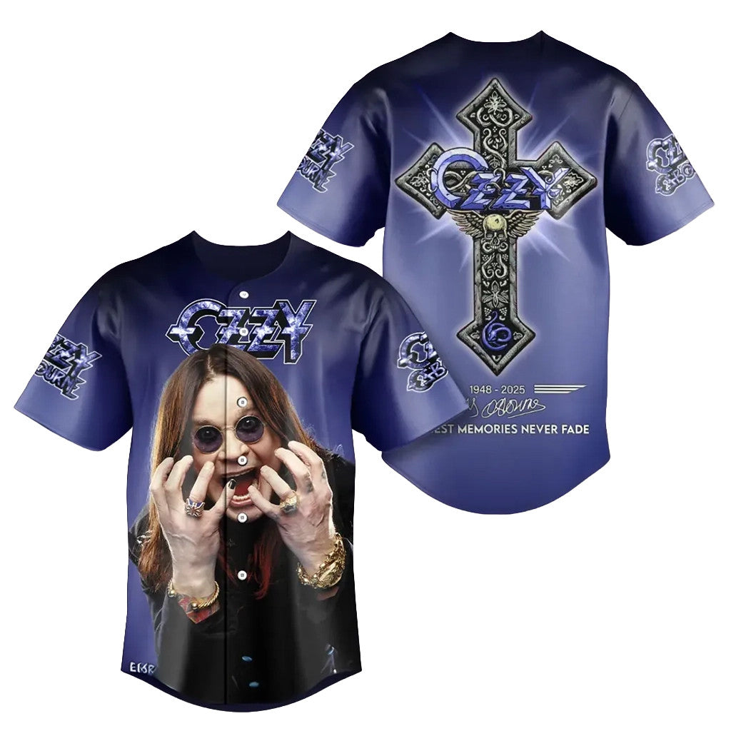 Ozzy Osbourne Cross Navy Blue Baseball Jersey 2026 Ozzy Osbourne Merch Memorial Gifts Ideas