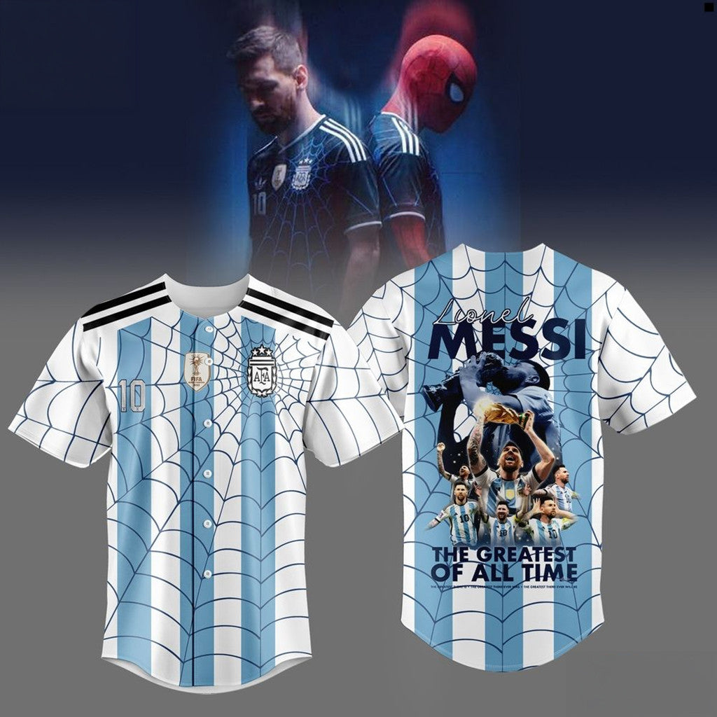 Messi X Spider-Man GOAT World Cup Baseball Jersey #10 Lionel Messi Argentina WC 2026 Merch
