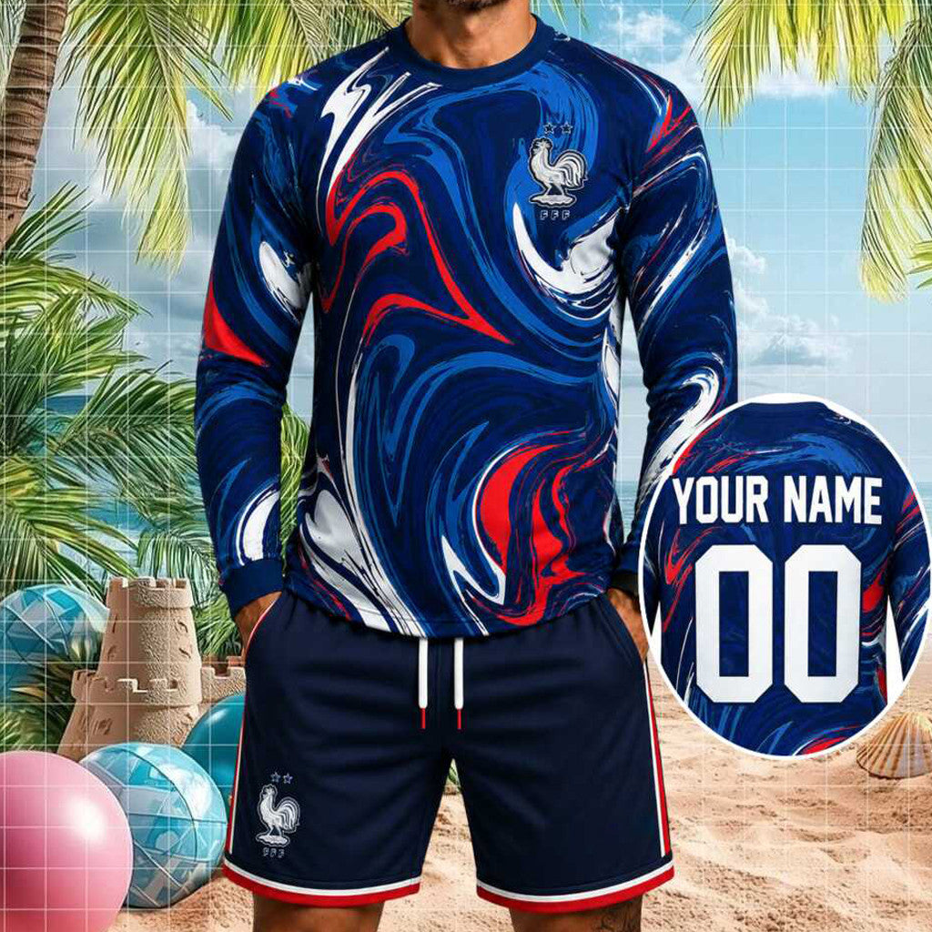 Personalized France Football National Team Long Sleeve Shirt Shorts Set France WC 2026 Merch