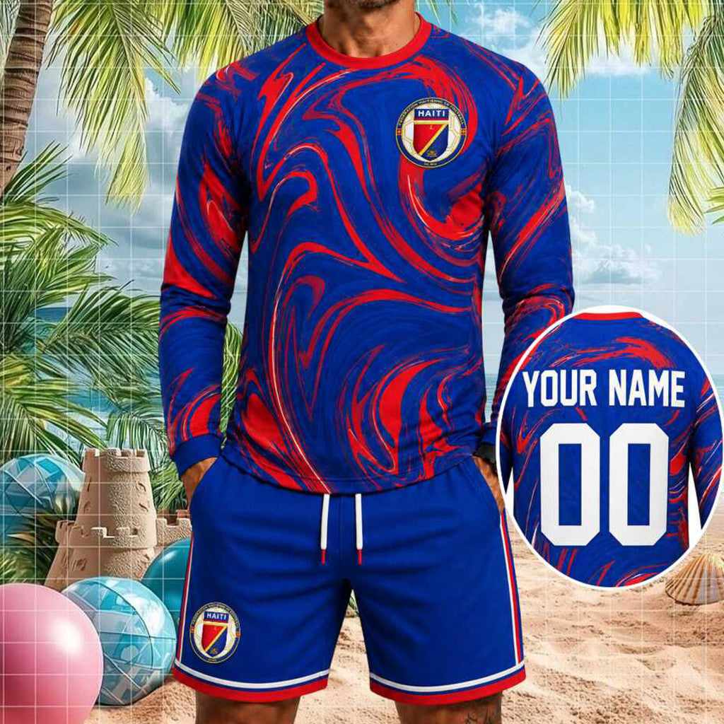 Personalized Haiti Football National Team Long Sleeve Shirt Shorts Set Haiti World Cup Merch