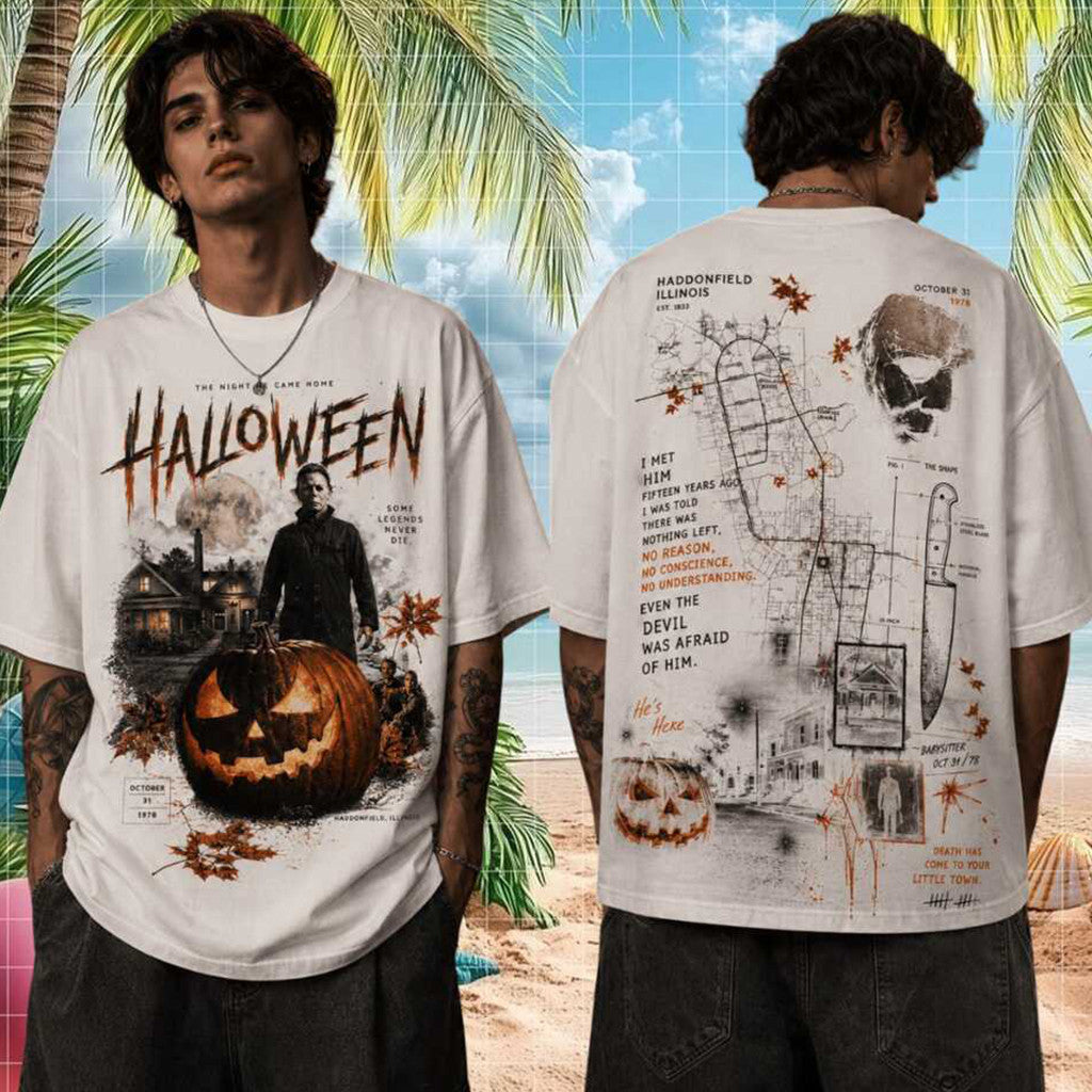 Halloween Michael Myers Haddonfield Illinois 1978 Vintage Horror Movie Autumn Shirt Fan Apparel