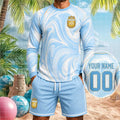 Custom Argentina National Football Team Long Sleeve Shirt Shorts Set Gift For Football Lovers