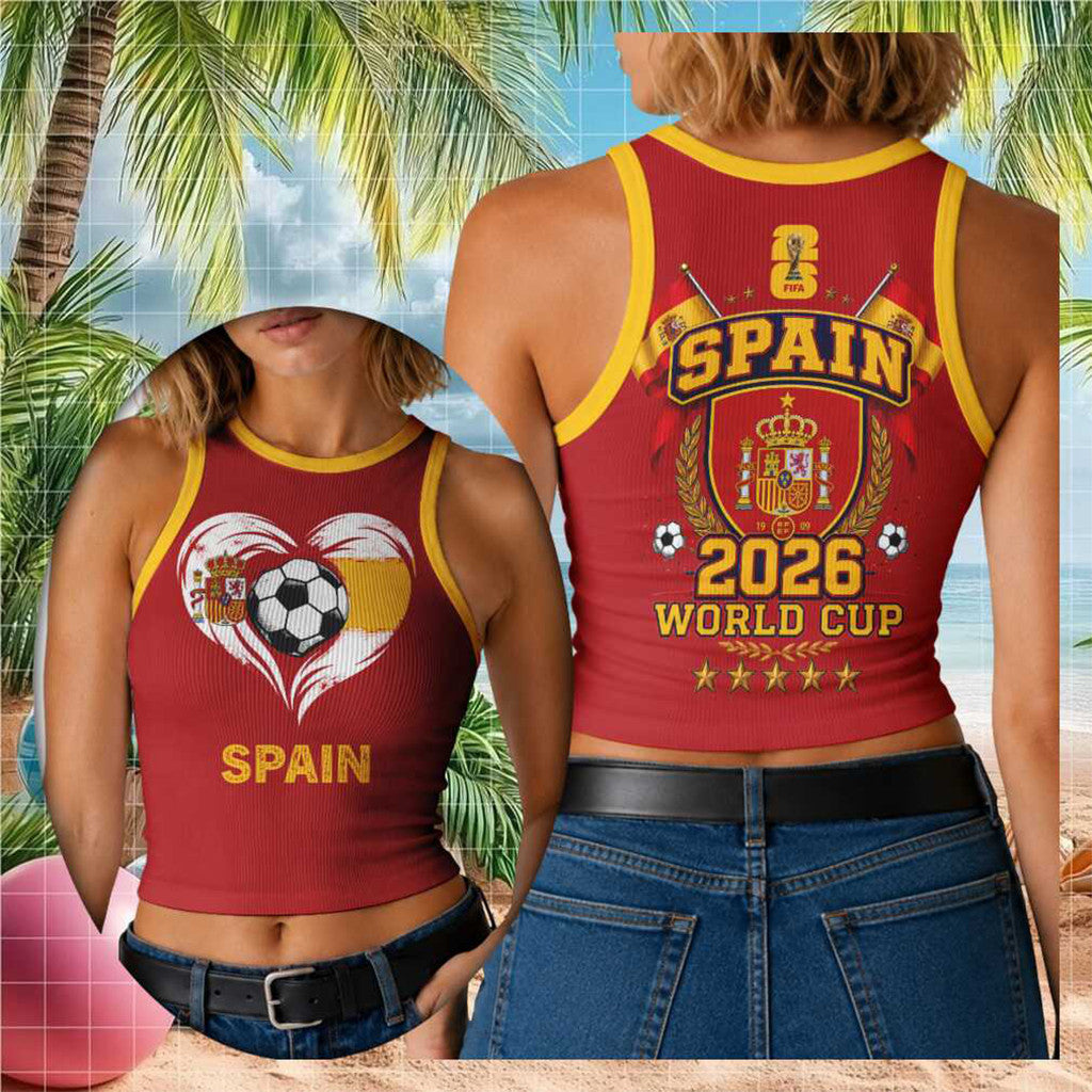 Spain FIFA World Cup 2026 Crop Tank Spain Soccer Game Day Clothing Gift For Women's