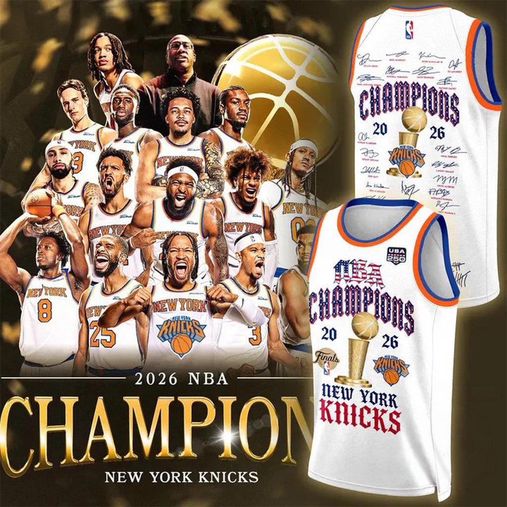 New York Knicks 2026 Champions X 250 Years USA White Basketball Jersey Knicks Merch Signed