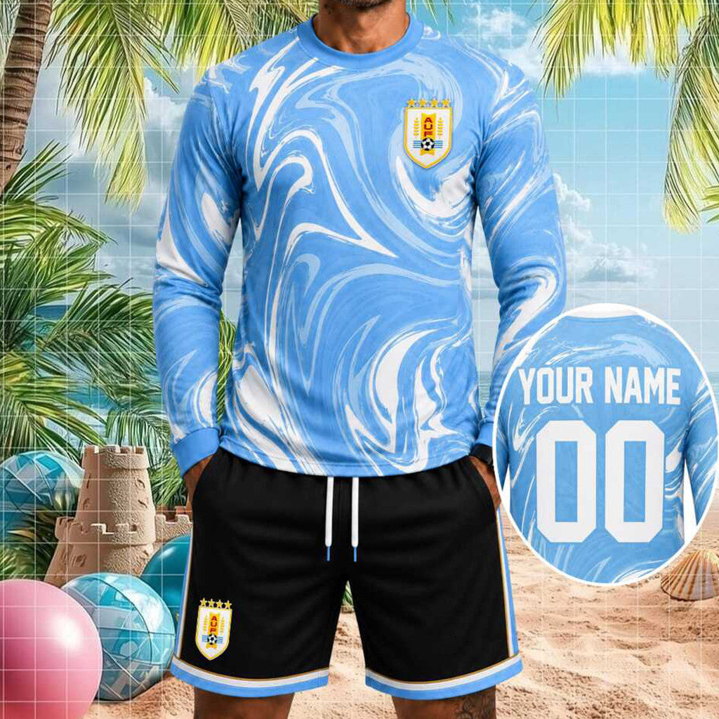 Custom Uruguay Football National Team Long Sleeve Shirt Shorts Set Uruguay World Cup 2026 Merch