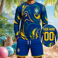 Custom Brazil Football National Team Long Sleeve Shirt Shorts Set Brazil World Cup Merch Men's