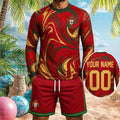 Custom Portugal Football National Team Long Sleeve Shirt Shorts Set Portugal WC Merch Men's