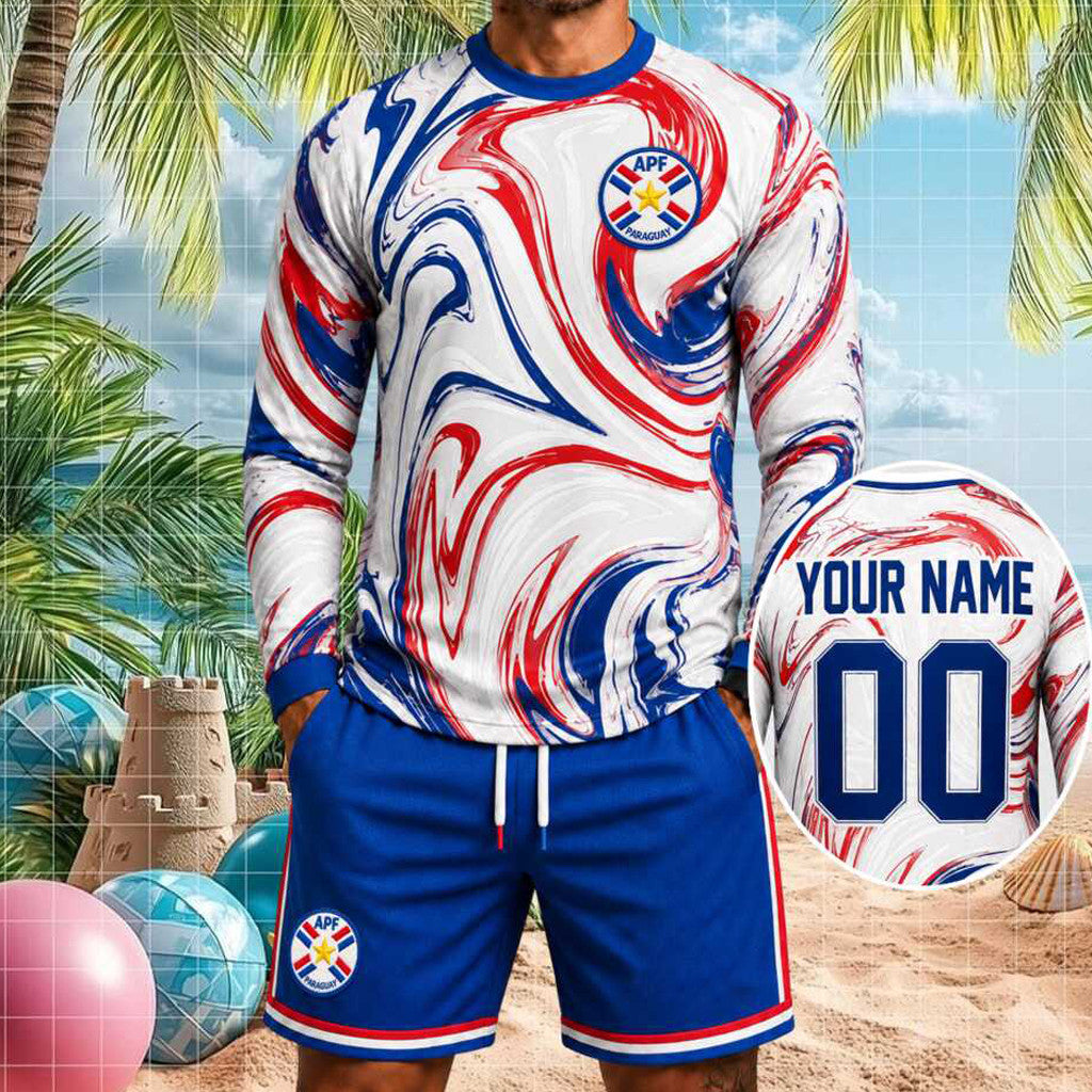 Custom Paraguay Football National Team Long Sleeve Shirt Shorts Set Paraguay WC Merch Him Gifts