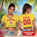 Personalized Colombia United 2026 Cropped V-Neck Shirt Colombia Football Team Merch Her Gifts