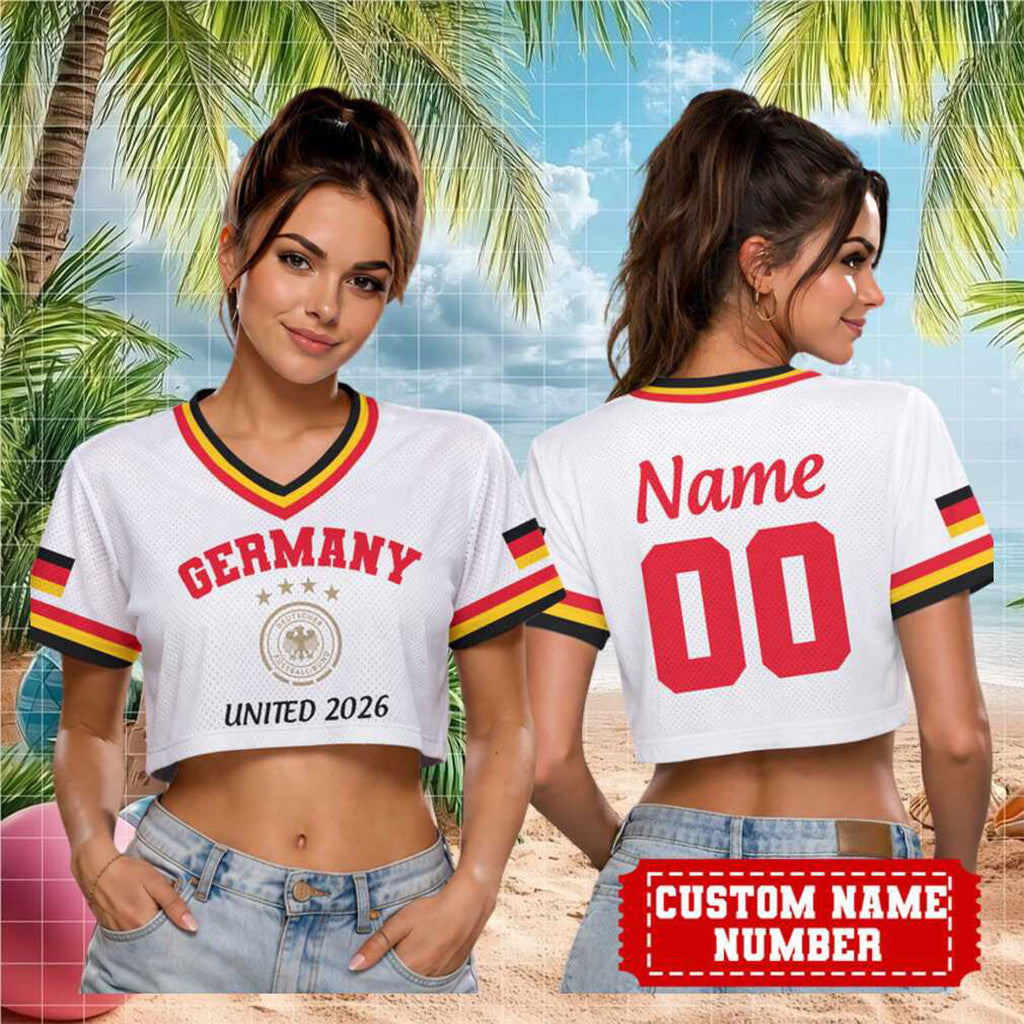 Personalized Germany United 2026 Cropped V-Neck Shirt Germany Football Team Merch Fan Gifts