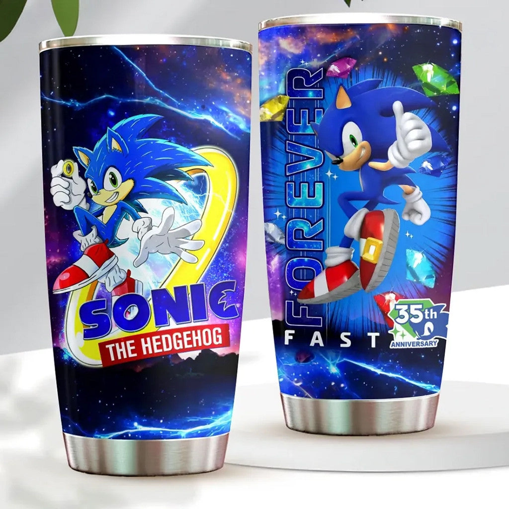 Sonic The Hedgehog 35th Anniversary Tumbler Forever Fast Sonic The Hedgehog Merch BFF Gifts
