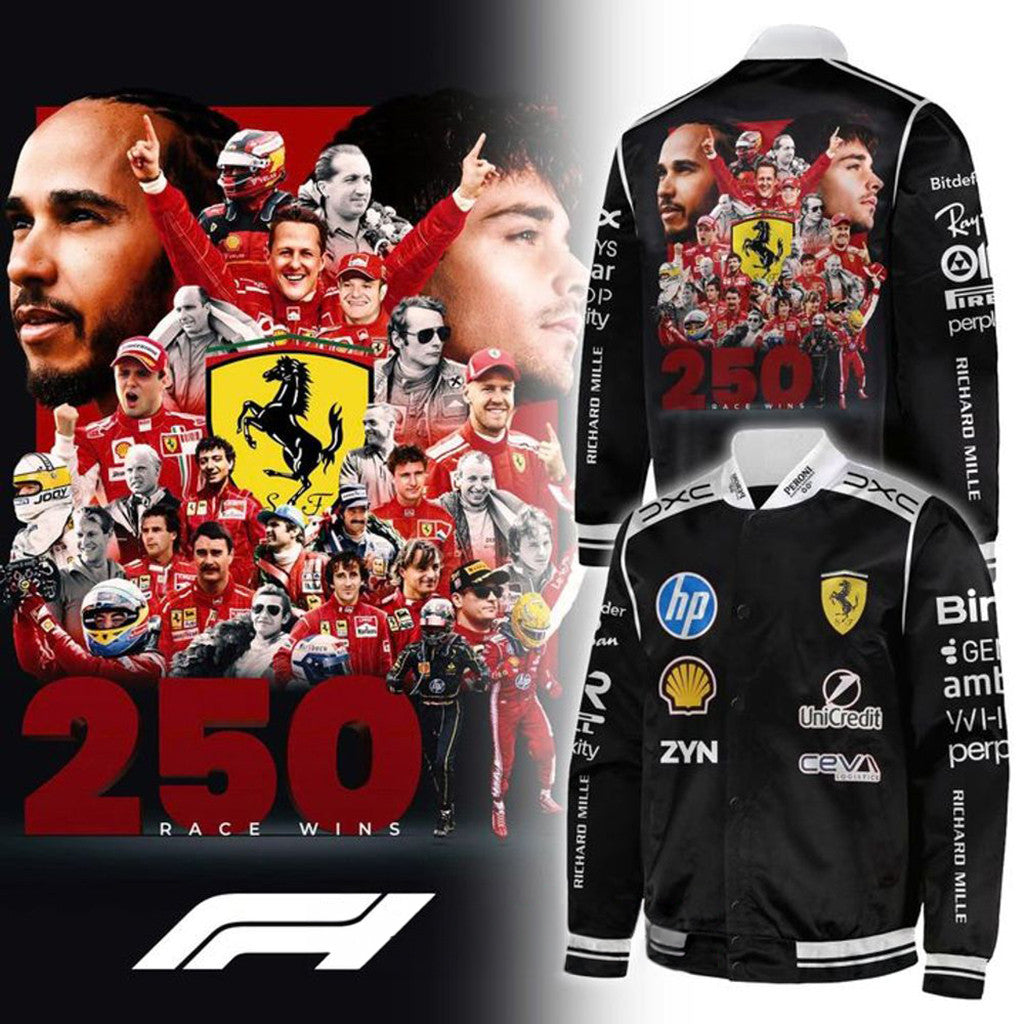 Scuderia Ferrari 250 Race Wins F1 Racing Black Jacket Special Present For Dad