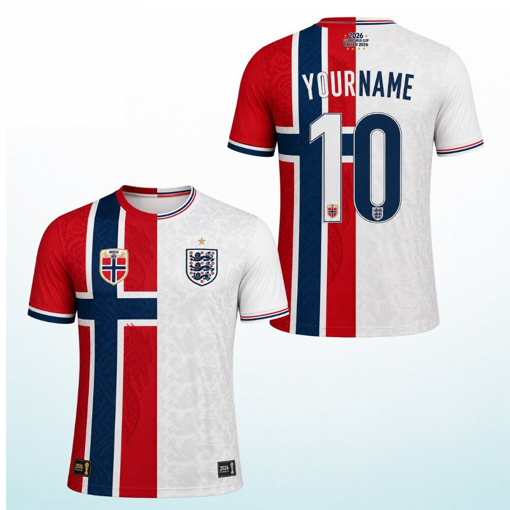 Custom FIFA World Cup 2026 Merch Norway X England 2026 World Cup Mashup Jersey Shirt Game Day Gifts