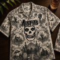 Misfits Vintage Toile De Jouy Fiend Skull Hawaiian Shirt Misfits Merch Gift For Rock Band Fans