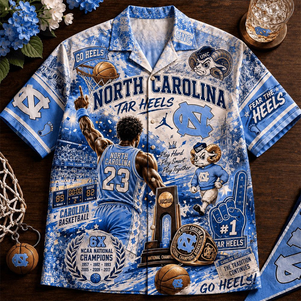 North Carolina Tar Heels Basketball 2026 Hawaiian Shirt Tar Heels Merch Gift For Fans
