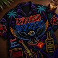 Lynyrd Skynyrd Punk Rock Band Neon Hawaiian Shirt 2026 Lynyrd Skynyrd Merch Father Gifts