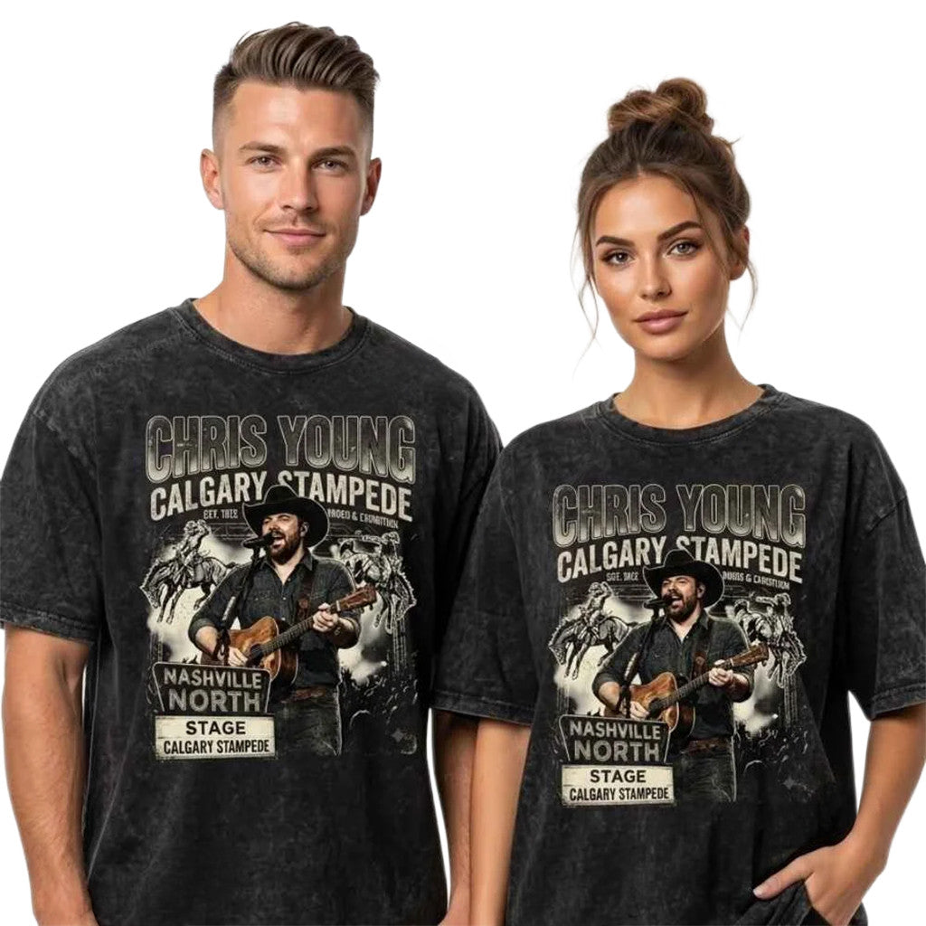 Chris Young Calgary Stampede 2026 Vintage Rodeo Stampede Bootleg Wash T-Shirt Chris Young Merch