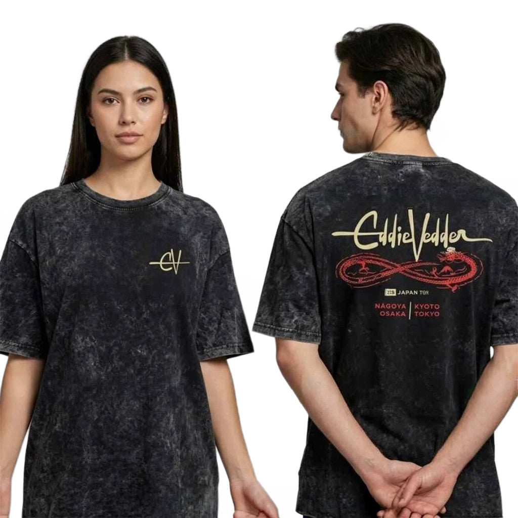 Eddie Vedder Pearl Jam 2026 Japan Tour Shirt Figure 8 Dragon Washed Tee Eddie Vedder Merch