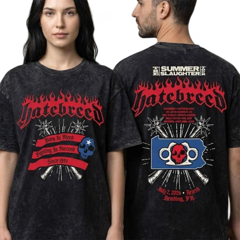 Hatebreed Summer Slaughter Tour At Reverb Reading PA 2026 Washed T-Shirt Hatebreed Merch