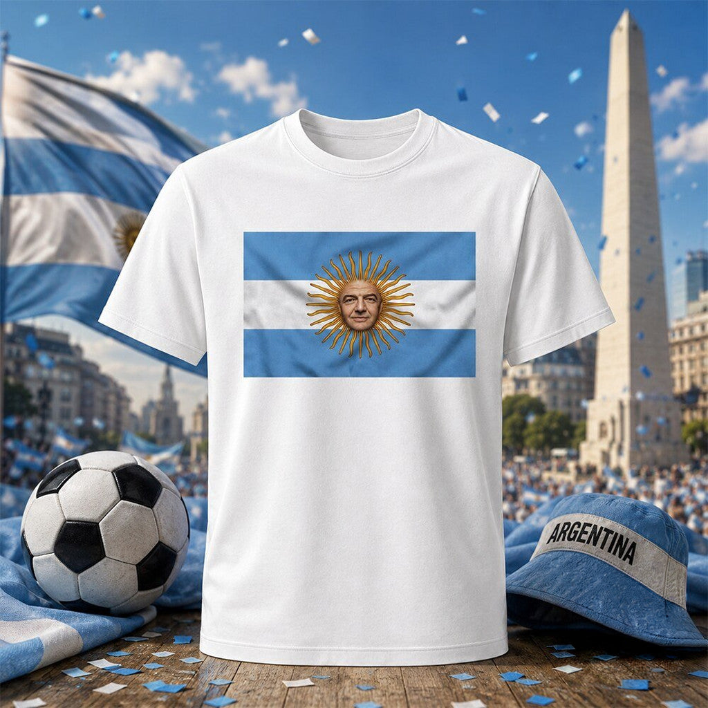 2026 World Cup Gianni Infantino Argentina Flag Meme Argenfifa T-Shirt Funny Soccer Shirt