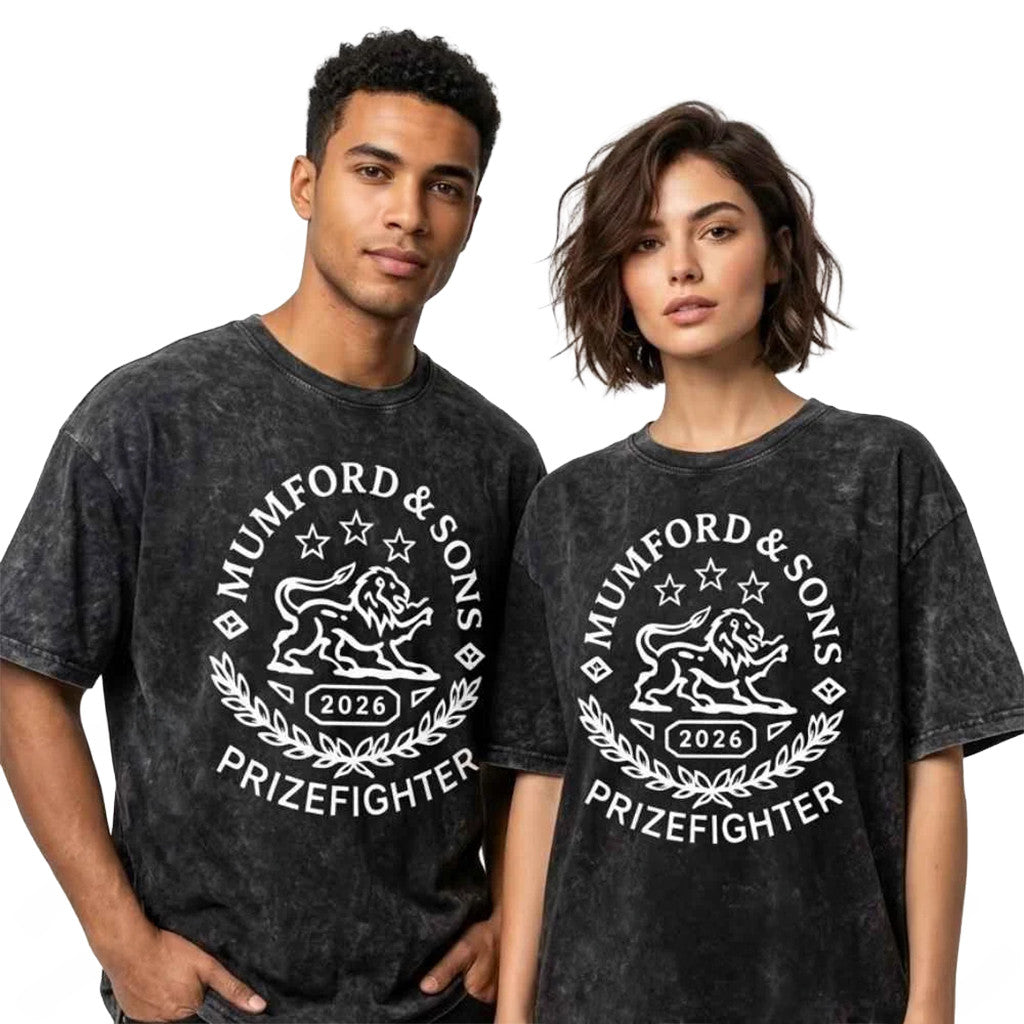 Mumford And Sons Prizefighter Tour 2026 Merch Lion Logo Washed T-Shirt Gift For Rock Fans
