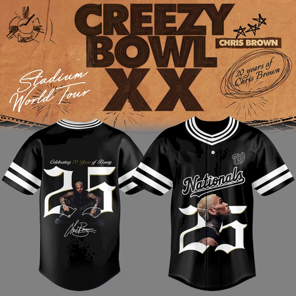 Chris Brown Breezy Bowl XX Washington Nationals Baseball Jersey 2026 Fan Merch Gift For Him