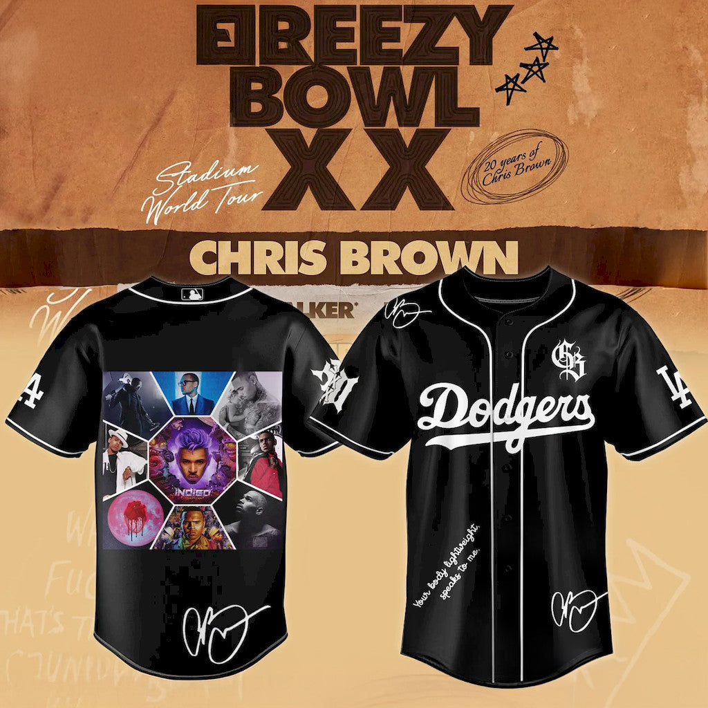 Chris Brown Breezy Bowl XX X Los Angeles Dodgers Jersey 2026 LA Dodgers Merch Gift For Fans